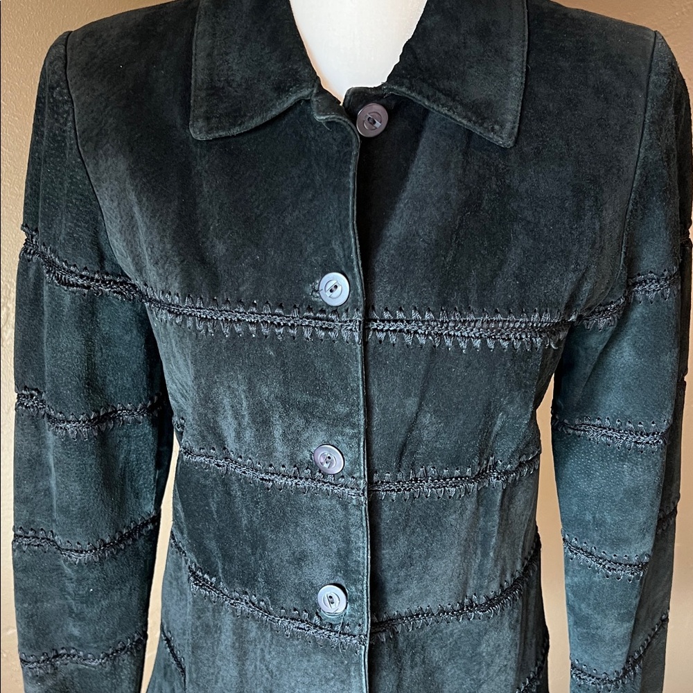 XOXO* Suede Leather Crochet Jacket